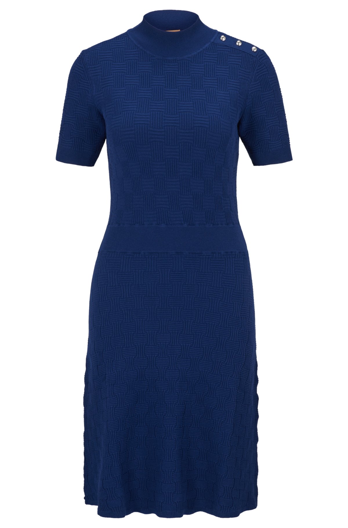 BOSS - Short-sleeved dress with knitted structure