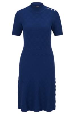 HUGO BOSS SHORT-SLEEVED DRESS WITH KNITTED STRUCTURE