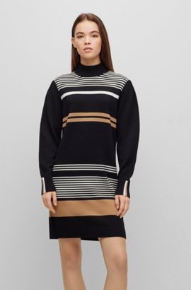 Hugo Boss Knitted Dress striped pattern casual look Fashion Dresses Knitted Dresses 
