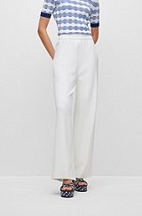 Relaxed-fit knitted trousers with ribbed waistband, White
