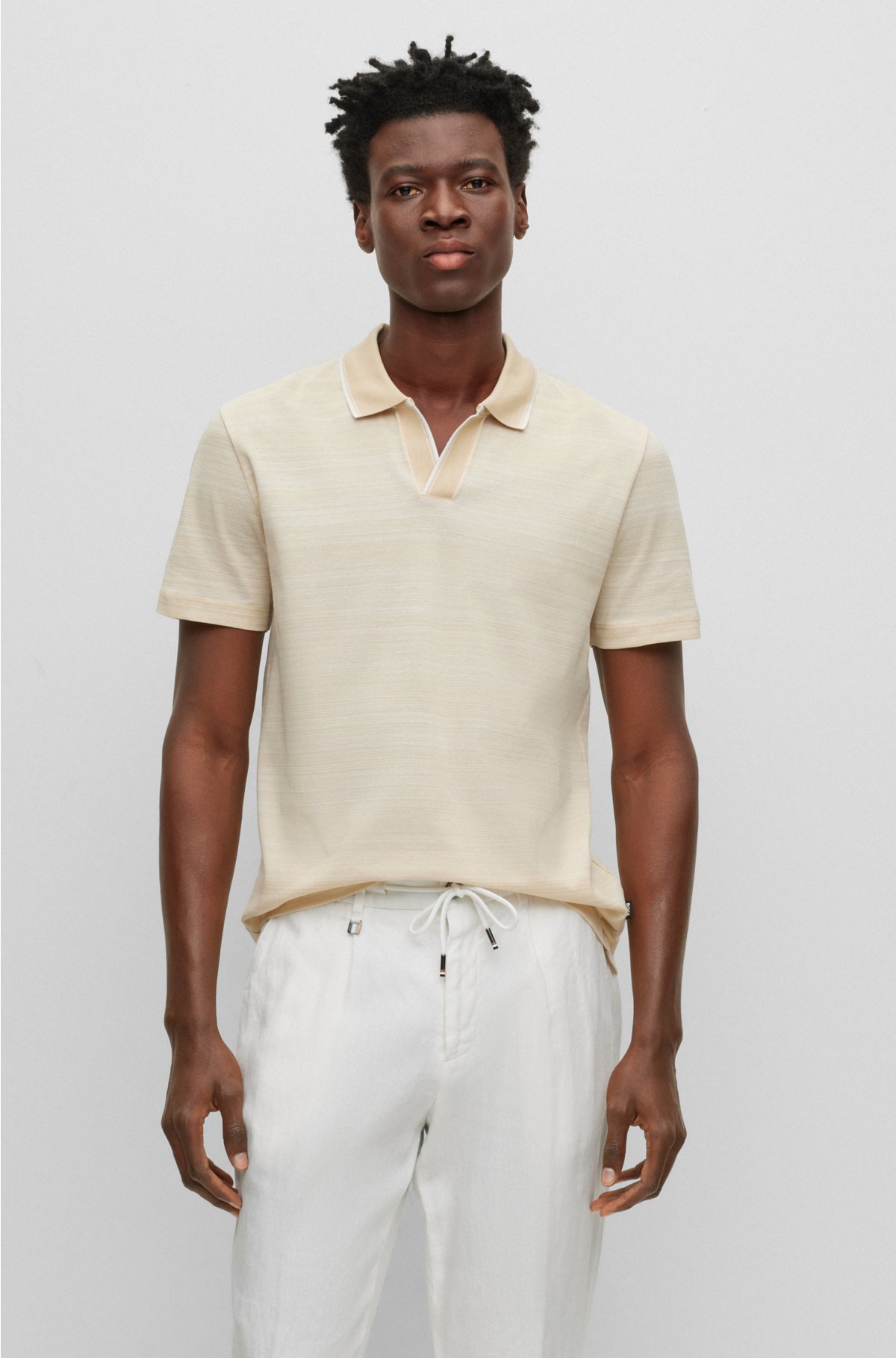 BOSS - Multi-toned jacquard polo shirt in mercerized cotton