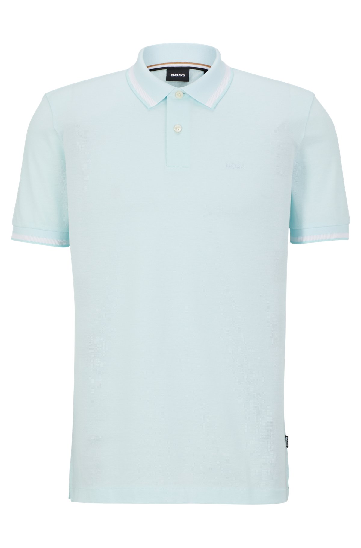 Logo-embroidered polo shirt in Oxford cotton piqué, Light Blue