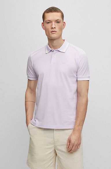 Logo-embroidered polo shirt in Oxford cotton piqué, Light Purple