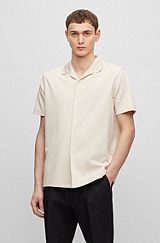 Regular-fit shirt in a mercerised cotton blend, Light Beige