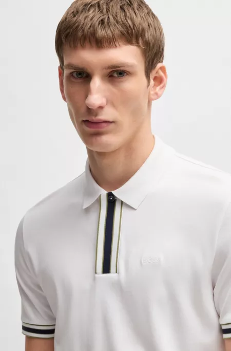 Interlock-cotton polo shirt with contrast tipping