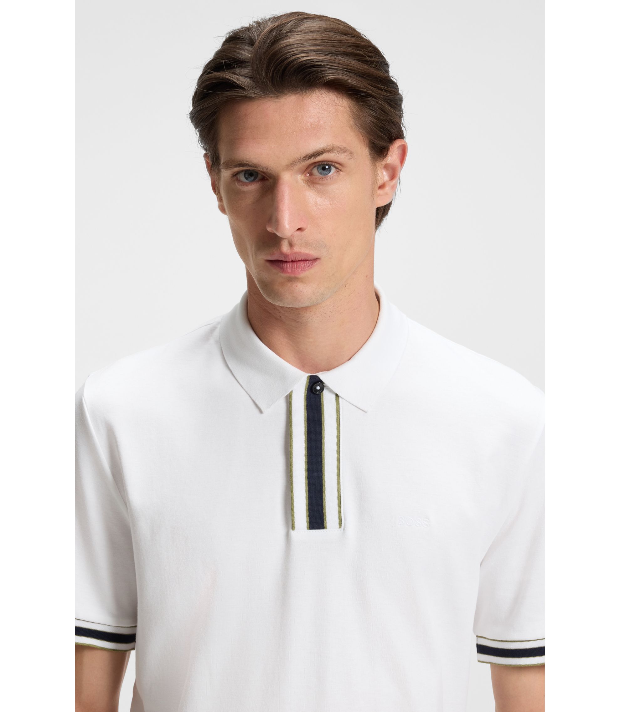 BOSS - コットンインターロック ポロシャツ コントラストティッピング