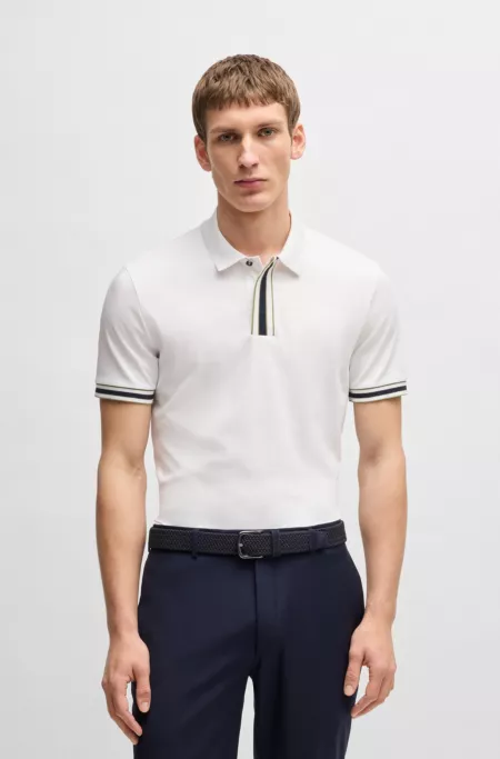 Interlock-cotton polo shirt with contrast tipping