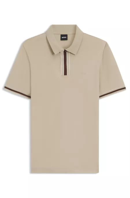 Interlock-cotton polo shirt with contrast tipping