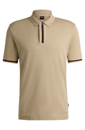 Interlock-cotton polo shirt with contrast tipping