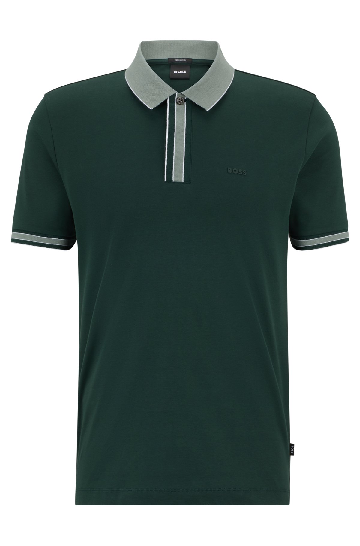 Interlock-cotton polo shirt with contrast tipping, Light Green