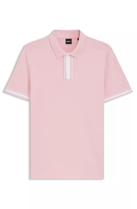 Interlock-cotton polo shirt with contrast tipping
