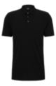 Cotton-piqué polo shirt with monogram inserts, Black