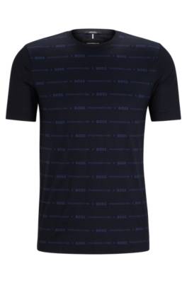 Hugo Boss Porsche X Boss Mercerised-cotton Slim-fit T-shirt In Dark Blue