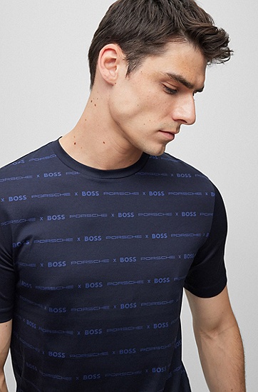 BOSS 博斯Porsche x BOSS 丝光棉质修身 T 恤,  404_Dark Blue