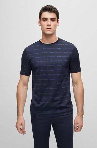 Porsche x BOSS mercerised-cotton slim-fit T-shirt , Dark Blue