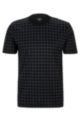 T-Shirt aus Baumwoll-Jersey mit Logo-Gitter-Print, Schwarz