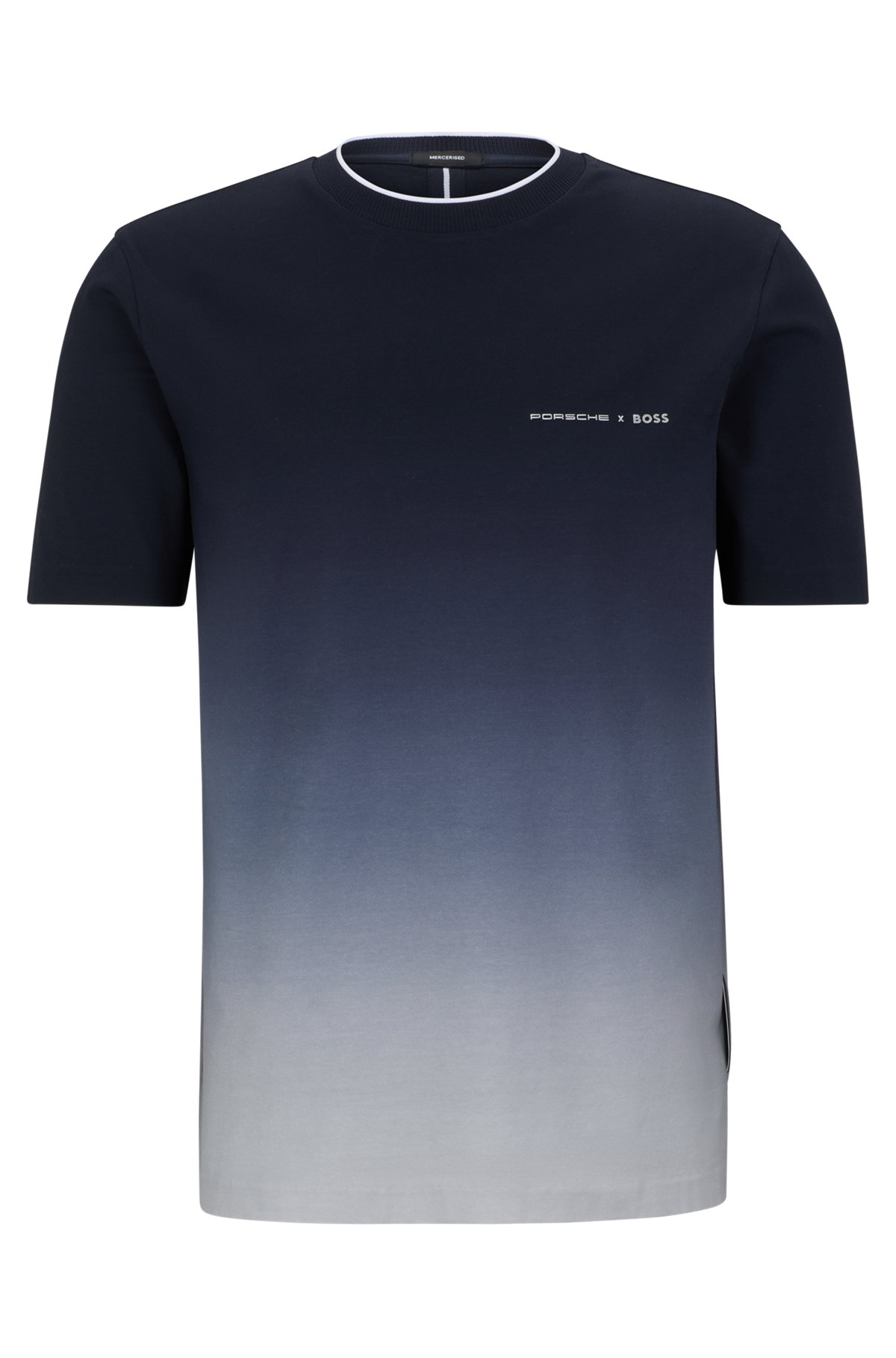 Porsche x BOSS stretch-cotton T-shirt with degradé print, Dark Blue