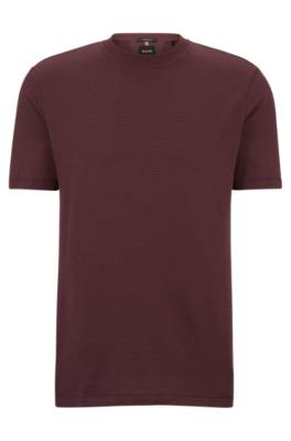 HUGO BOSS COTTON-SILK T-SHIRT WITH WOVEN STRUCTURE