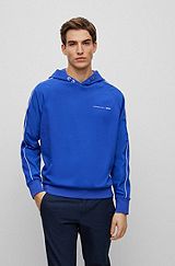 Porsche x BOSS Water-repellent hoodie in a mercerised-cotton blend, Blue