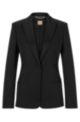 Slim-fit tuxedo-style jacket in responsible wool, Black