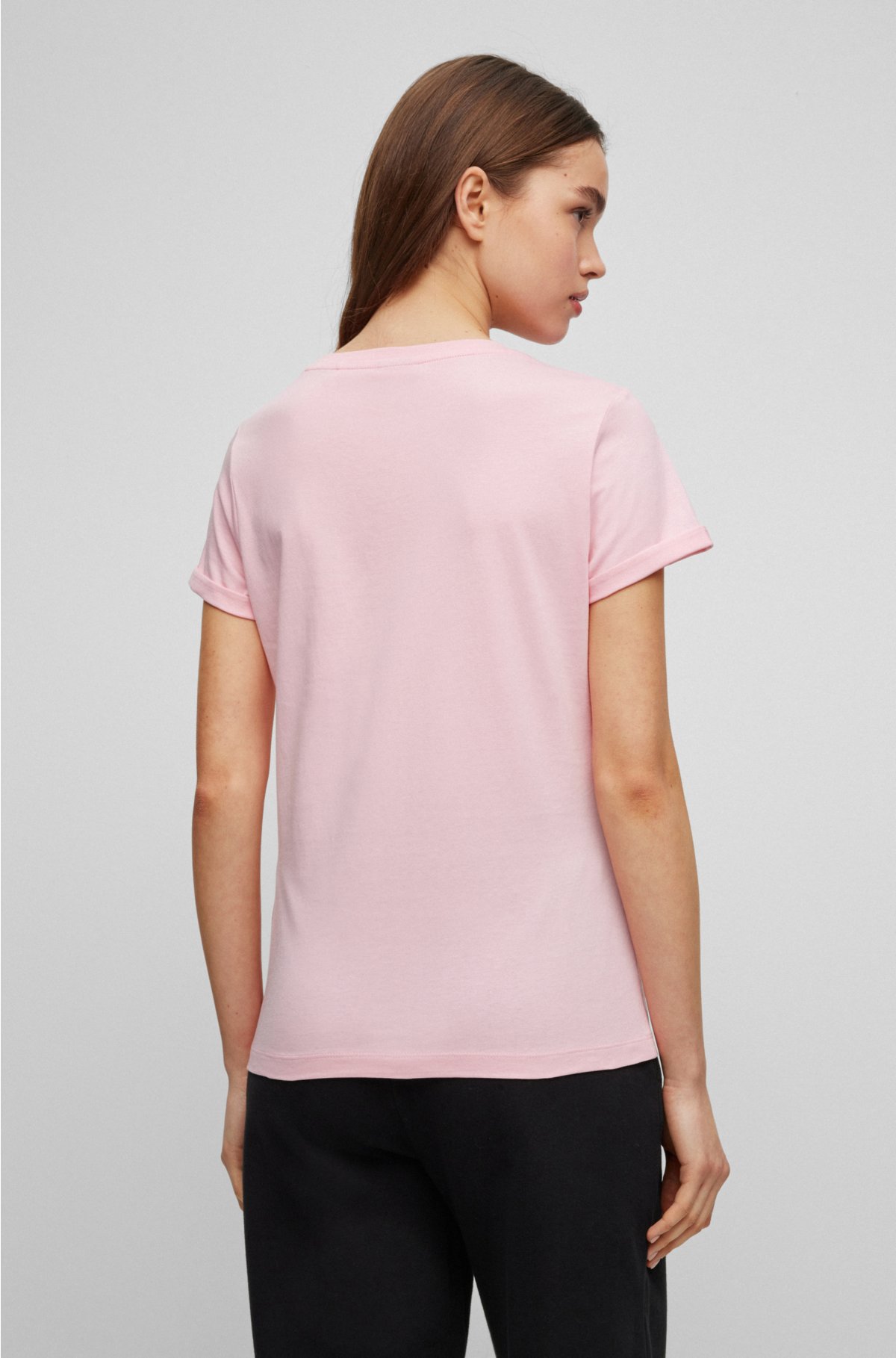 Cotton-jersey slim-fit T-shirt with graffiti-style logo, light pink