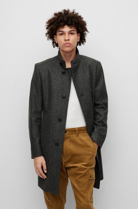 Regular-fit coat in a wool blend, Dark Grey