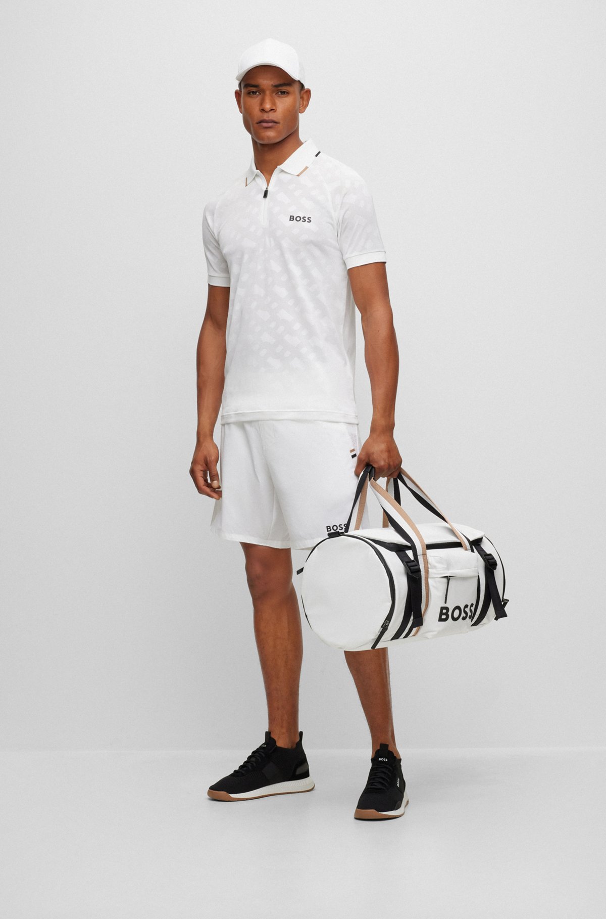 BOSS x Matteo Berrettini performance-stretch shorts with logo detail and mesh accents, White