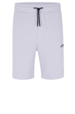 Hugo Relaxed-fit Shorts In Cotton Terry With Handwritten Logo | ModeSens