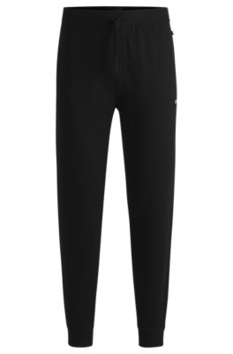Cotton-blend pyjama bottoms with embroidered logo, Black