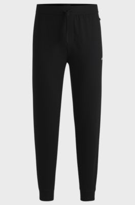 Cotton-blend pyjama bottoms with embroidered logo, Black