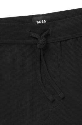 Cotton-blend pyjama bottoms with embroidered logo, Black