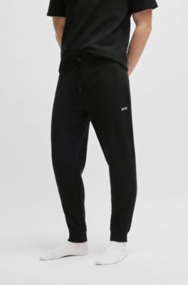 Cotton-blend pyjama bottoms with embroidered logo, Black