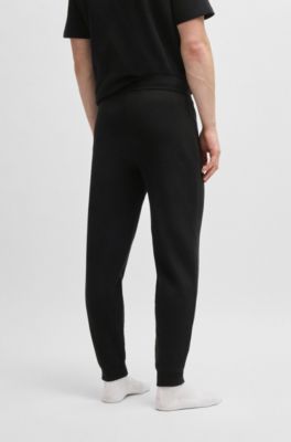 Cotton-blend pyjama bottoms with embroidered logo, Black