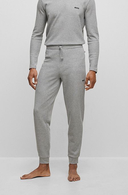 Pyjama-Hose aus Baumwoll-Mix mit Logo-Stickerei, Grau