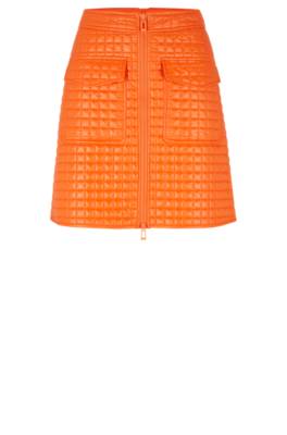 HUGO BOSS Quilted mini skirt with front zip and patch pockets 