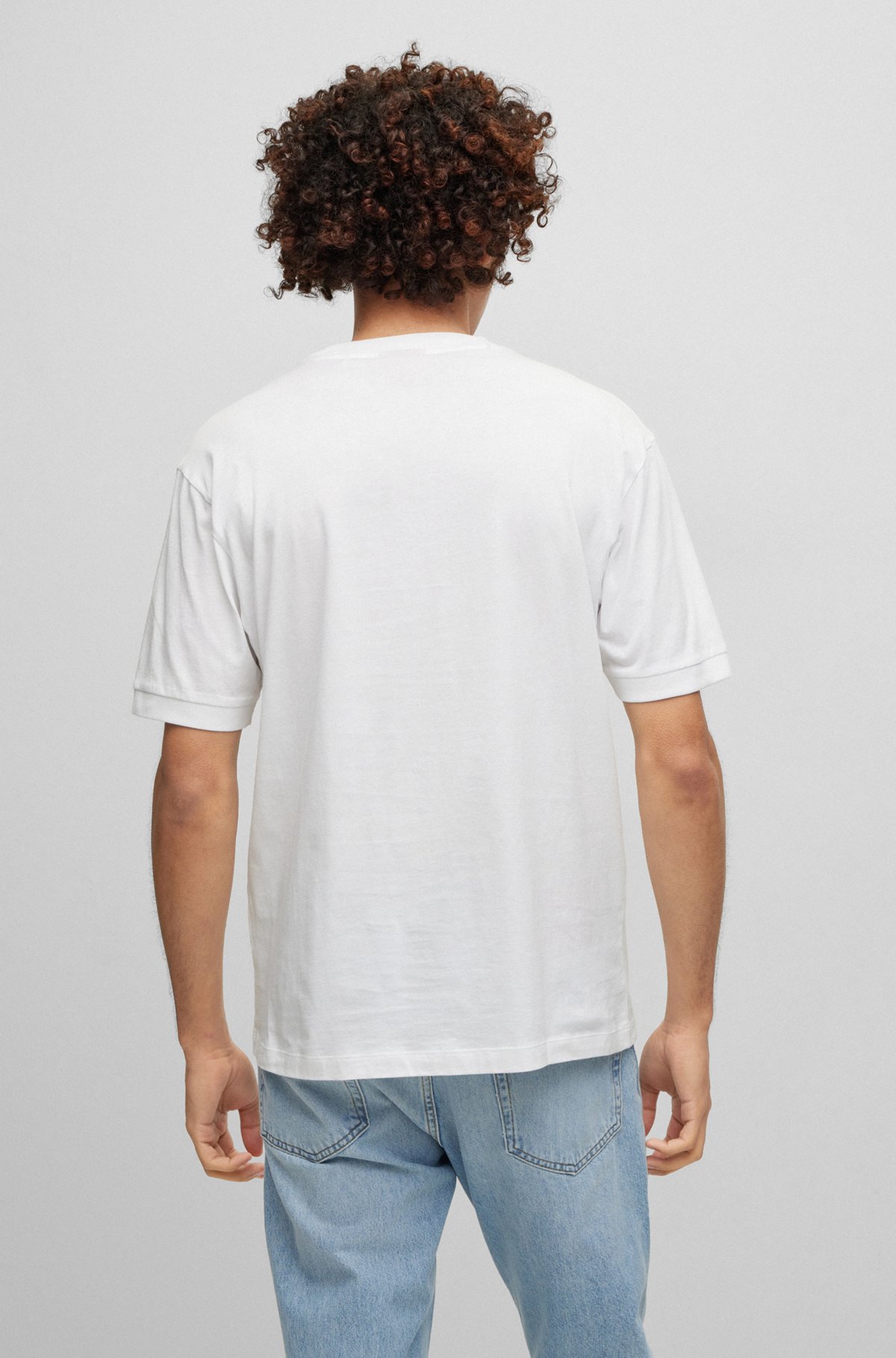 T-shirt relaxed fit in jersey di cotone con logo ricamato, Bianco