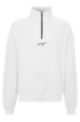 Relaxed-fit sweater met ritskraag en handgeschreven logo, Wit