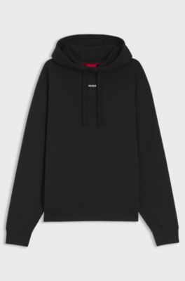 Cotton-terry hoodie with logo print, Black