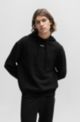 Cotton-terry relaxed-fit hoodie with logo print, Black