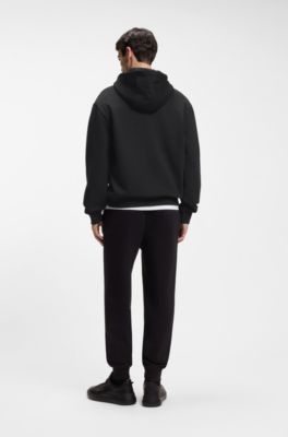 Cotton-terry hoodie with logo print, Black
