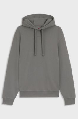 Cotton-terry hoodie with logo print, Dark Grey