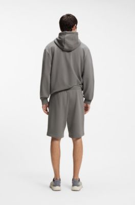 Cotton-terry hoodie with logo print, Dark Grey