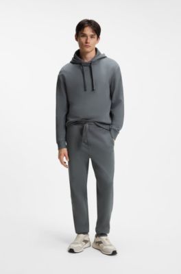 Cotton-terry hoodie with logo print, Grey