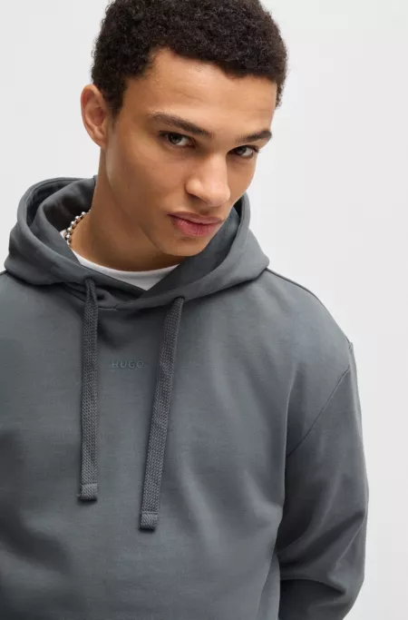 Cotton-terry relaxed-fit hoodie with logo print