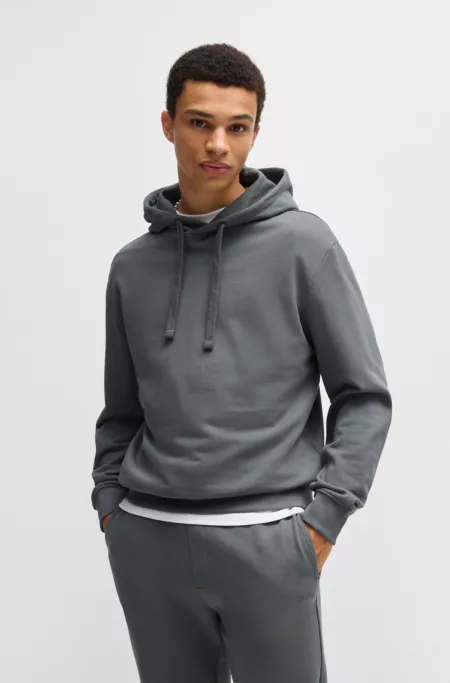 Cotton-terry relaxed-fit hoodie with logo print