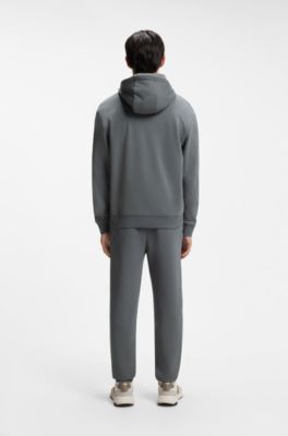 Cotton-terry hoodie with logo print, Grey