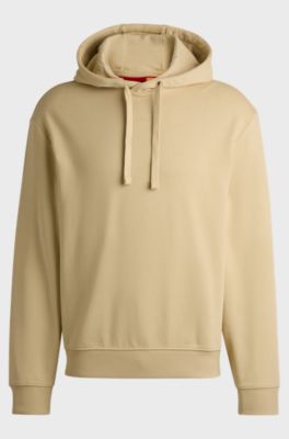 Hoodie van katoenen sweatstof met logoprint, Lichtbeige
