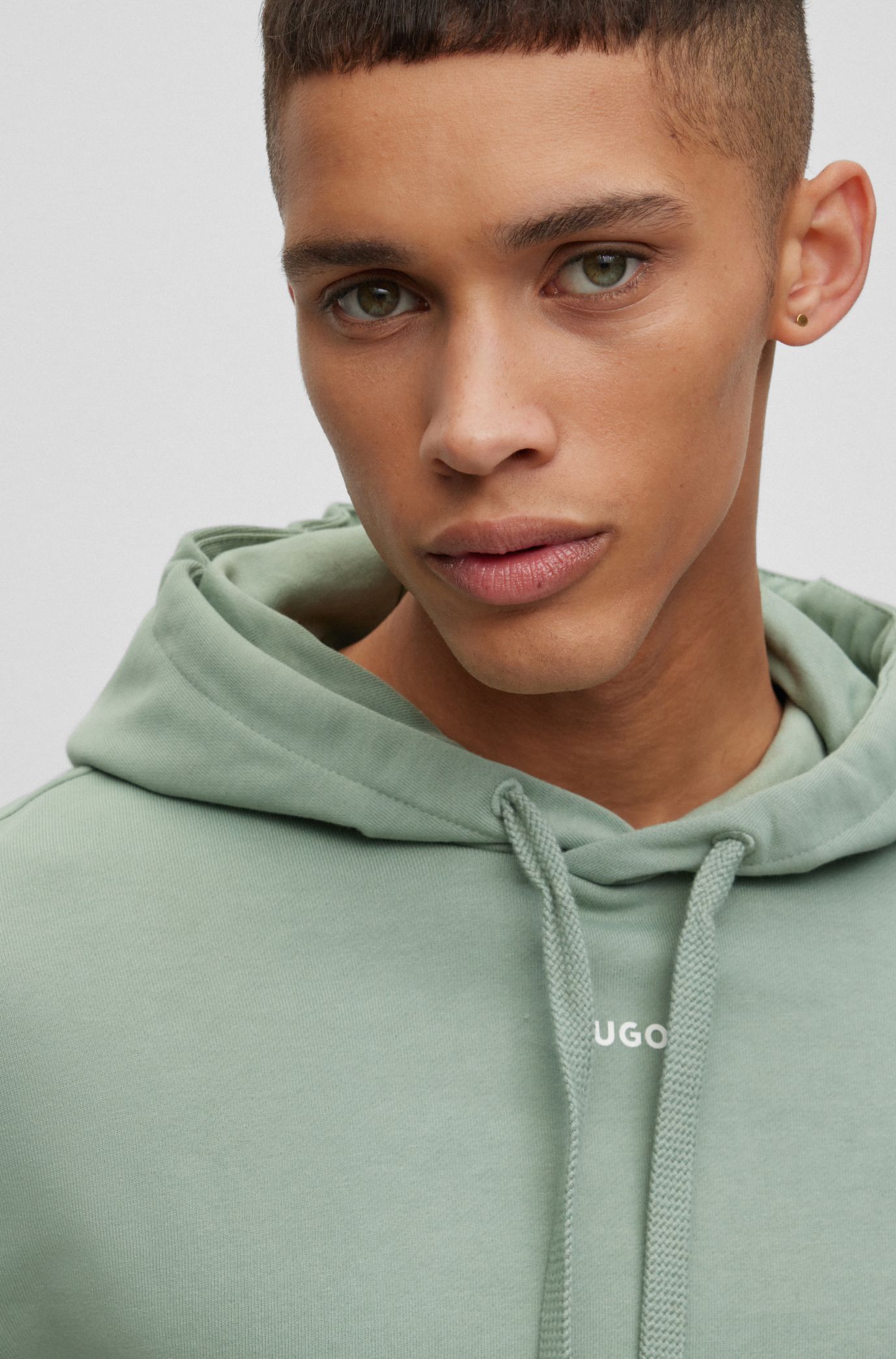 - Logo-Print mit Relaxed-Fit Hoodie HUGO Baumwoll-Terry aus