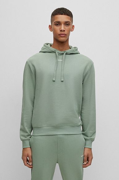 Relaxed-fit cotton hoodie with contrast logo, Green
