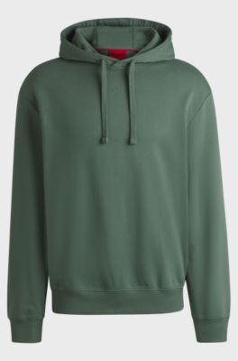 Sweat &agrave; capuche en molleton de coton avec logo imprim&eacute;, Vert